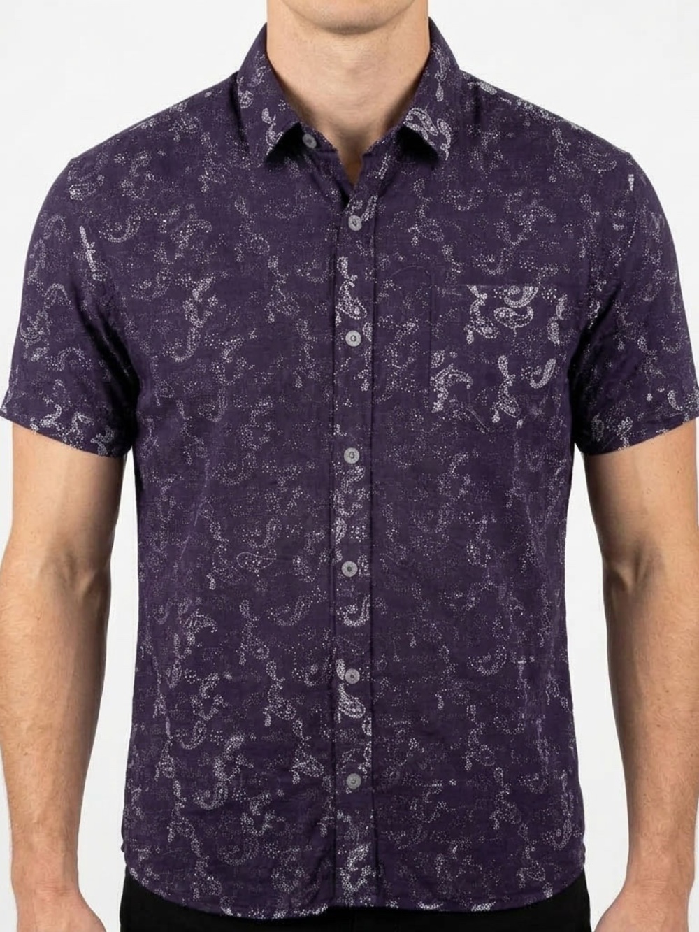 Paul Smith Jeans Purple Paisley Short Sleeve Shirt Sz S